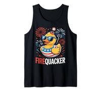 Funny 4th of July Firequacker Duck Fourth of July Patriotic Camiseta sin Mangas