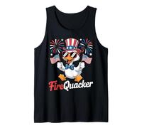 Funny 4th of July Firequacker Duck Fourth of July Patriotic Camiseta sin Mangas
