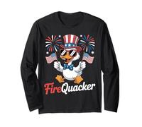 Funny 4th of July Firequacker Duck Fourth of July Patriotic Manga Larga