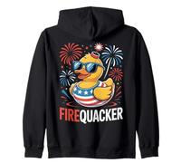 Funny 4th of July Firequacker Duck Fourth of July Patriotic Sudadera con Capucha