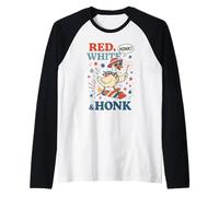 Funny 4th of July Goose Retro Independence Day Firequacker Camiseta Manga Raglan