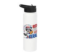 Funny 4th of July Raccoon Patriotic Red White and Feral kids Stainless Steel Insulated Water Bottle
