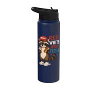 Funny 4th of July Raccoon Patriotic Red White and Feral Stainless Steel Insulated Water Bottle