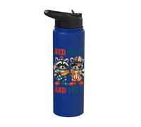 Funny 4th of July Raccoon Patriotic Red White and Feral Stainless Steel Insulated Water Bottle