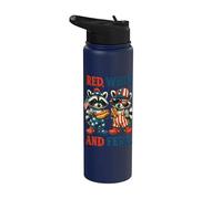 Funny 4th of July Raccoon Patriotic Red White and Feral Stainless Steel Insulated Water Bottle