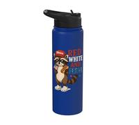 Funny 4th of July Raccoon Patriotic Red White and Feral Stainless Steel Insulated Water Bottle