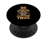 Funny 50 Years Marriage Argued Twice Wedding Anniversary PopSockets PopGrip Adhesivo