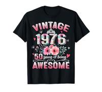 Funny 50th Birthday Vintage 1976 Floral 50 Years Old Awesome Camiseta