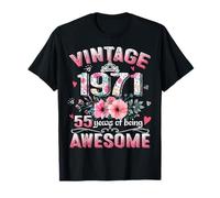 Funny 55th Birthday Vintage 1971 Floral 55 Years Old Awesome Camiseta