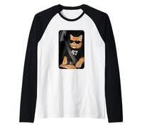 Funny 67 Cat Sunglasses Six Seven 6 7 Cat Meme Gen Alpha Camiseta Manga Raglan