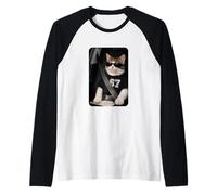 Funny 67 Cat Sunglasses Six Seven 6 7 Cat Meme Gen Alpha Camiseta Manga Raglan