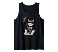 Funny 67 Cat Sunglasses Six Seven 6 7 Cat Meme Gen Alpha Camiseta sin Mangas