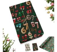Funny 67 Edition Wrapping Paper, 67 Meme Gift Wrap, Folded Wrapping Paper Christmas, Secret Santa & Gag Gifts, Fun Holiday Wrappings Papers for Office, Party (Green 180 in)
