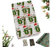 Funny 67 Edition Wrapping Paper, 67 Meme Gift Wrap, Folded Wrapping Paper Christmas, Secret Santa & Gag Gifts, Fun Holiday Wrappings Papers for Office, Party (White 180 in)