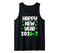 Funny 67 Feliz Año Nuevo 2026 Blanco Verde Letras Camiseta sin Mangas