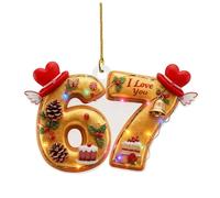 Funny 67 Ornament 2026, Six Seven Slang Valentine's Day Ornaments, 2D Acrylic 6-7 Hanging Decorations for Home Party, 6 7 Meme Gifts
