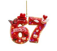 Funny 67 Ornament 2026, Six Seven Slang Valentine's Day Ornaments, 2D Acrylic 6-7 Hanging Decorations for Home Party, 6 7 Meme Gifts