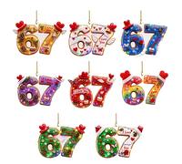 Funny 67 Ornament 2026, Six Seven Slang Valentine's Day Ornaments, 2D Acrylic 6-7 Hanging Decorations for Home Party, 6 7 Meme Gifts