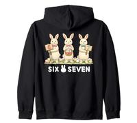 Funny 67 Six Seven Meme Bunny Día de Pascua Retro Cozy Rabbit Sudadera con Capucha
