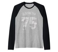 Funny 75th Birthday Oldometer Odómetro 75 años Old Joke Camiseta Manga Raglan