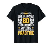Funny 80th Birthday La Vida Comienza a los 80 años Camiseta