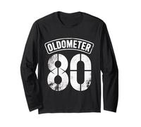 Funny 80th Birthday Oldometer Odómetro 80 años Old Joke Manga Larga