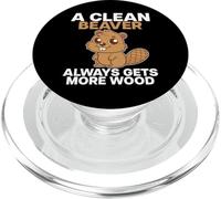 Funny A Clean Beaver Always Gets More Wood Joke Sarcastic PopSockets PopGrip para MagSafe