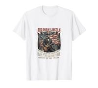 Funny Abraham Lincoln Tocando la Guitarra Rock Banda Camiseta gráfica económica, Hombre, Blanco, S