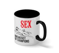 Funny Adult Joke Mug - Naughty Bachelor Party Gag Gift - Breakfast of Champions Coffee Cup Blanca taza de café con RIM Negro y manija Mug