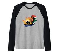 Funny African Wildlife León Elefante Sabana Camiseta Manga Raglan