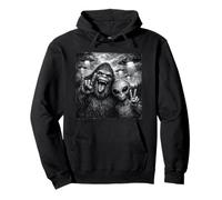 Funny Alien and Bigfoot Selfie UFO Rock on Sign Sasquatch Sudadera con Capucha