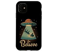 Funny Alien Christmas Believe UFO Santa Abduction Men Women Carcasa para iPhone 11