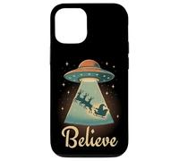 Funny Alien Christmas Believe UFO Santa Abduction Men Women Carcasa para iPhone 12/12 Pro