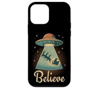 Funny Alien Christmas Believe UFO Santa Abduction Men Women Carcasa para iPhone 12 Mini