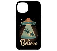 Funny Alien Christmas Believe UFO Santa Abduction Men Women Carcasa para iPhone 13