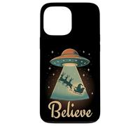 Funny Alien Christmas Believe UFO Santa Abduction Men Women Carcasa para iPhone 13 Pro MAX