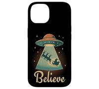 Funny Alien Christmas Believe UFO Santa Abduction Men Women Carcasa para iPhone 14