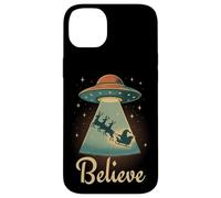 Funny Alien Christmas Believe UFO Santa Abduction Men Women Carcasa para iPhone 14 Plus