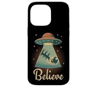 Funny Alien Christmas Believe UFO Santa Abduction Men Women Carcasa para iPhone 14 Pro MAX