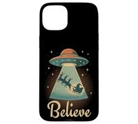 Funny Alien Christmas Believe UFO Santa Abduction Men Women Carcasa para iPhone 15 Plus
