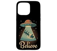 Funny Alien Christmas Believe UFO Santa Abduction Men Women Carcasa para iPhone 15 Pro MAX