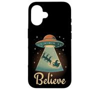 Funny Alien Christmas Believe UFO Santa Abduction Men Women Carcasa para iPhone 16