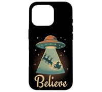 Funny Alien Christmas Believe UFO Santa Abduction Men Women Carcasa para iPhone 16 Pro