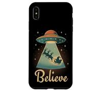 Funny Alien Christmas Believe UFO Santa Abduction Men Women Carcasa para iPhone XS MAX