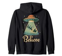 Funny Alien Christmas Believe UFO Santa Abduction Men Women Sudadera con Capucha