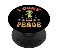 Funny Alien I Come in Peace Lover Couple Matching Groovy PopSockets PopGrip Adhesivo