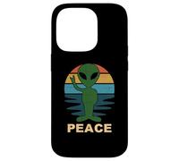 Funny Alien Peace Sign Anti Guerra Amor Paz En La Tierra Carcasa para iPhone 14 Pro