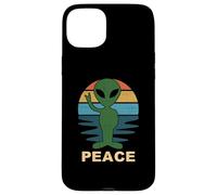 Funny Alien Peace Sign Anti Guerra Amor Paz En La Tierra Carcasa para iPhone 15 Plus