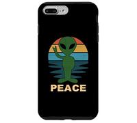 Funny Alien Peace Sign Anti Guerra Amor Paz En La Tierra Carcasa para iPhone 7 Plus/8 Plus