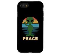 Funny Alien Peace Sign Anti Guerra Amor Paz En La Tierra Carcasa para iPhone SE (2020) / 7/8